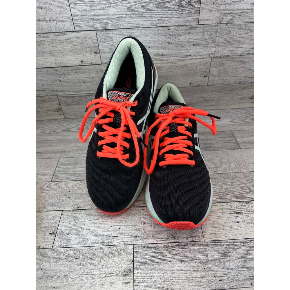 Asics Gel-Nimbus 22 Women Sz 7 Running Shoes Black Coral Mint 1012A587